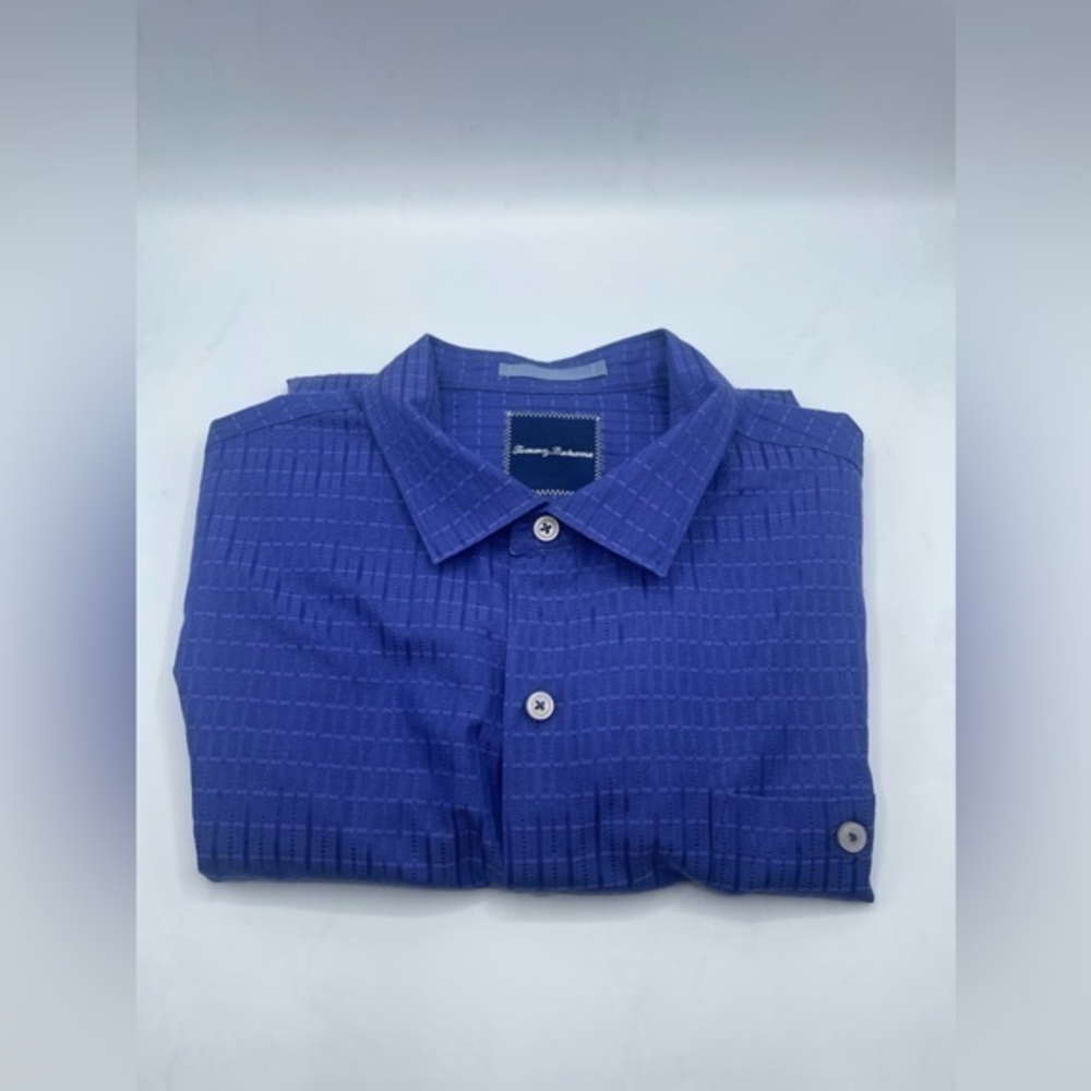 Tommy Bahama Mens Shirt XL Purple Textured‎ Long Sleeve Button Silk Blend